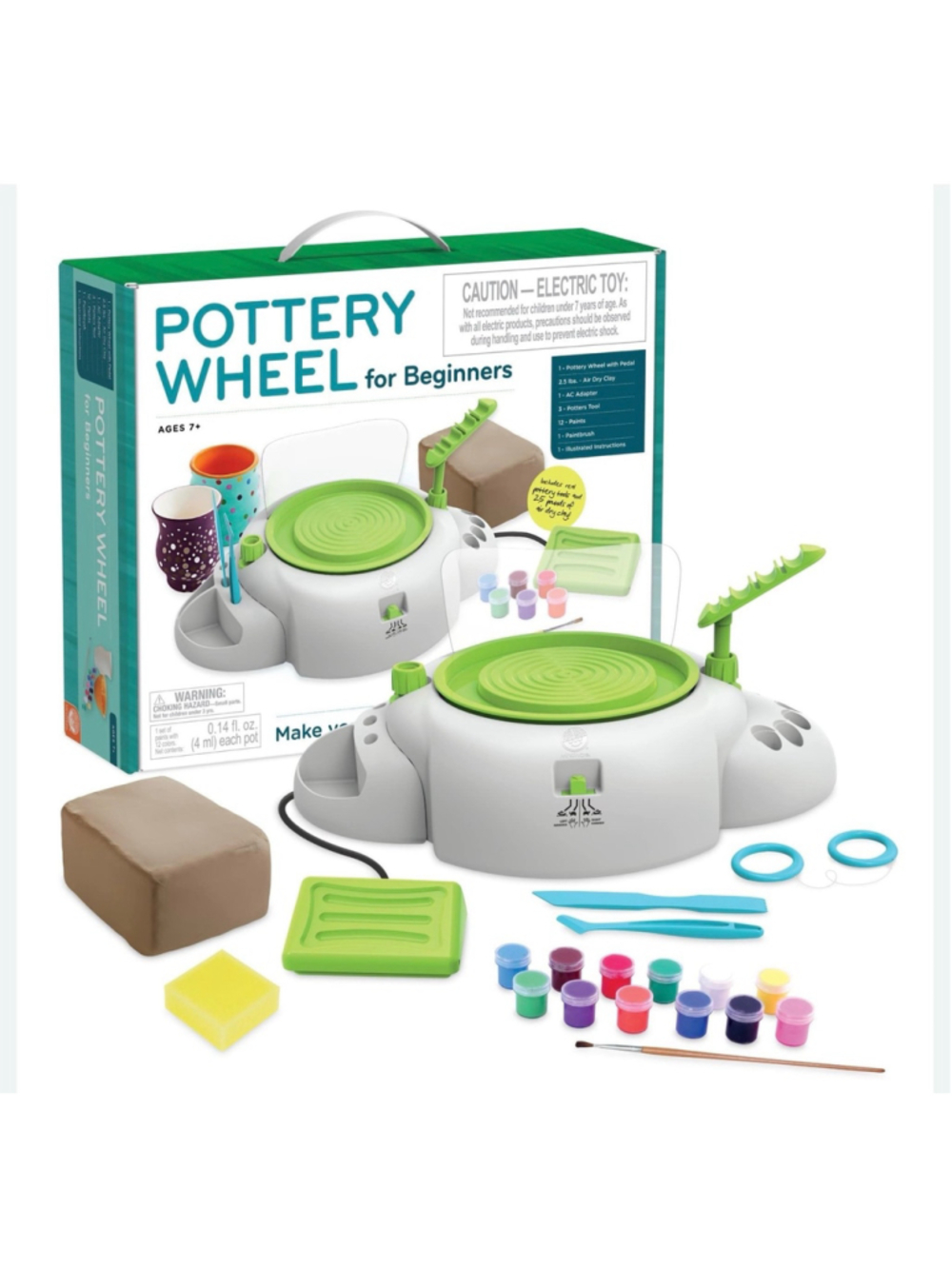 MindWare Pottery Wheel for Beginners Pottery Kit with Air-Dry Clay, Tools NEW